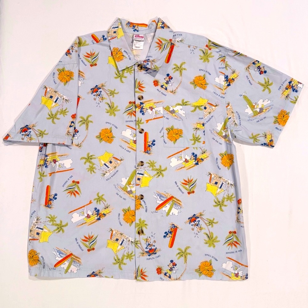 Disney Shopping Tropical Mickey Mouse Shirt Mens XL Goofy Minnie Donald Hawaiian